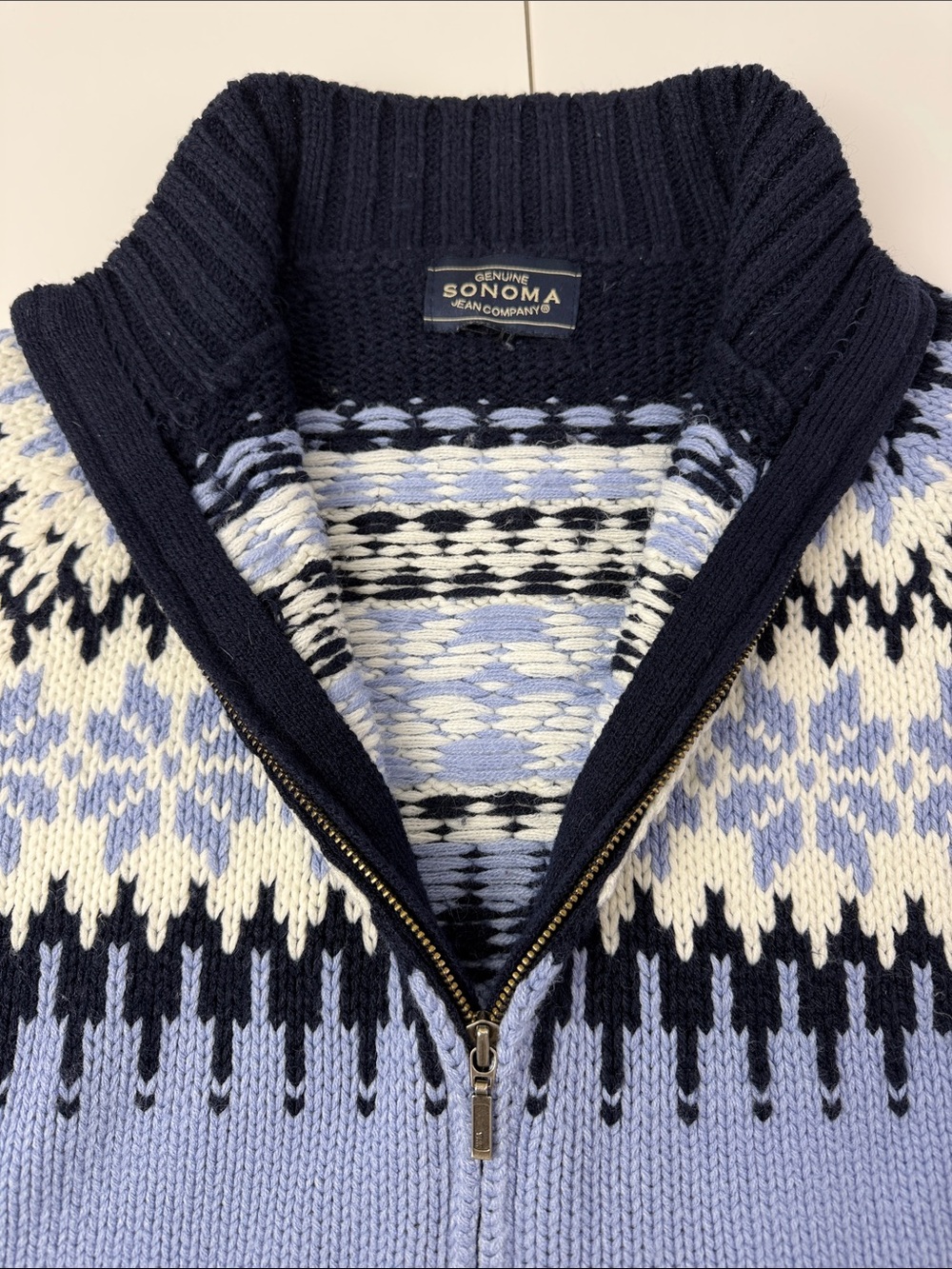 Genuine Sonoma Jean Company Heavy Knit Fair Isle Zip Cardigan Sweater Women's L - Picture 3 of 6